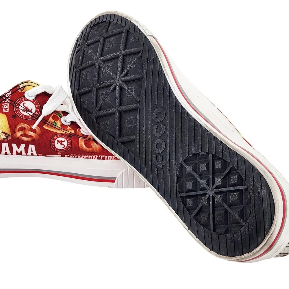 Alabama Crimson Tide FOCO Mens Size 10 Canvas‎ Sneakers Food Print Low Top Red